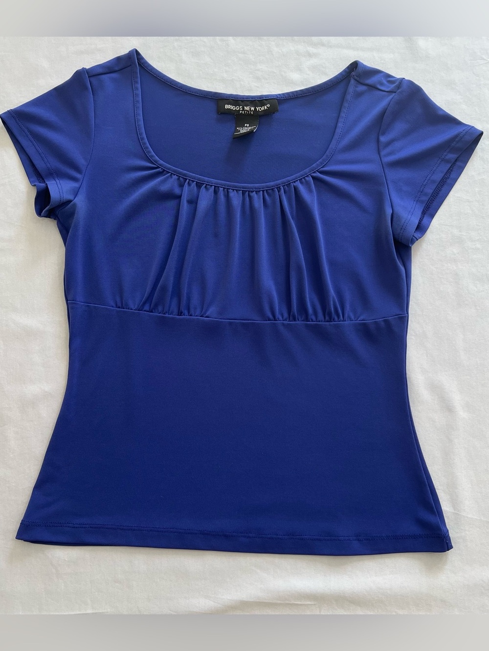 Briggs New York Cobalt Scoop-Neck Short Sleeve Blouse - Size PS